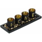 Relaxdays photophores en lot avec plateau et pierres, 33 cm, dcoration table salon, salle  manger, ...