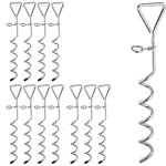 Piquet kit ancrage spirale, lot de 12, forme tire - bouchon, tente trampoline acier chien, 42 cm, argent ...