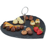 Relaxdays plateau en ardoise, c?ur, avec poign�e, plat de service, ap�ro, sushi, fromage, dessert, mariage, ...