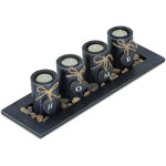 Porte - bougies lot avec plateau et pierres, 39, 5 cm de longueur, dcoration table salon, bougeoir home, ...