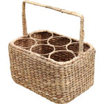 Relaxdays porte - bouteilles, 6 bouteilles, jacinthe d'eau tress�e, h x l x p: 34 x 32 x 22 cm, poign�e, ...