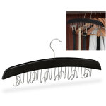 Porte - ceinture, armoire, dressing, 12 crochets rotatifs � 360�, bois, 17, 5 x 43 x 5, 5 cm, noir / ...