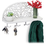Relaxdays porte - manteaux mural étagère tablette clés planche bois 4 crochets doubles patère, hxlxp: ... Relaxdays porte - manteaux mural étagère tablette clés planche bois 4 crochets doubles patère, hxlxp: ...