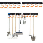 Relaxdays porte - outils mural, 10 crochets, 2 rails, h x l x p : 5 x 43 x 2 cm, noir / orange