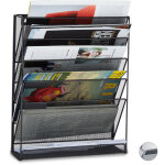 Relaxdays ? porte - revues mural 6 casiers en m�tal noir ? dimensions hxlxp: 40 x 32 x 10 cm ? pour magazines ...