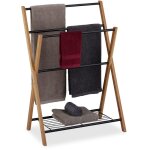 Relaxdays - porte - serviettes, support serviettes de bain, 4 barres, bambou rangement, 87 x 60, 5 x ...