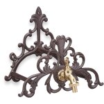 Relaxdays porte tuyau d?arrosage, support jardin, en fer forg, robinet, fixation murale, design d?antan, ...