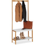 Relaxdays - portemanteau banc  chaussures, 4 crochets vestes, meuble entre, bambou et mdf, 150x70, ...