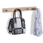 Portemanteau mural avec 3 pat�res et anneau, mdf et m�tal, hlp : 13x65x14, 5 cm, marron clair / noir ...