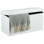 Relaxdays pouf de rangement pliant coffre repose - pieds hxlxp: 38 x 76 x 38 cm, blanc