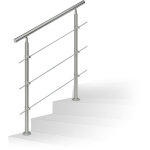 Relaxdays - rampe d'escalier en inox pour ext�rieur 1, 0 de long 2 poteaux et 3 tringles, argent�