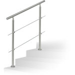 Relaxdays - rampe d'escalier en inox pour ext�rieur 1, 0 de long 2 poteaux et 2 tringles, argent�