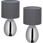 Reladays lampe de chevet, lot de 2, cble avec interrupteur, douille e14, h x d : 33, 5 x 18 cm, argent ...