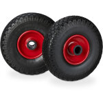 Relaxdays - roue de brouette, caoutchouc, 3. 00 - 4', 2x roue de rechange, pour axe de 25 mm, 260x85 ...