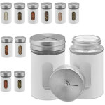 Saupoudreuse  pices, lot de 12, 3 tailles de trou, herbes, 90 ml, verre et acier inoxydable, blanc ...