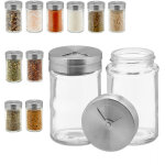 Saupoudreuse  pices, lot de 12, 3 tailles de trou, herbes, verre et acier inoxydable, argent / transparent ...