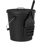 Relaxdays ? seau � cendres noir 19l avec couvercle et pelle ? acier ? anse en bois pour transport facile ...