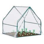 Serre  bche, avec porte, toit pointu, acier et pvc, h x l x p : 95 x 95 x 92 cm, transparent - relaxdays ...