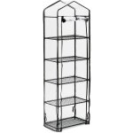 Serre de balcon, 5 �tag�res, structure en acier et b�che en pvc, hlp : 193 x 58 x 36 cm, transparent ...