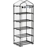 Serre de balcon, b�che en pvc, structure en acier, 5 �tag�res, hxlxp : env. 192 x 69 x 50 cm, noir / ...
