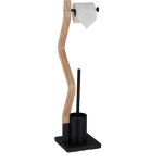 Serviteur wc non fixe, porte - rouleau, brosse et son support, h x l x p : 75 x 18, 5 x 18, 5 cm, noir ...