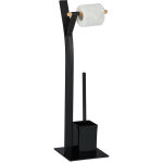 Serviteur wc non fixe, avec porte - rouleau, brosse et son support, h x l x p : env. 72x20x20 cm, noir ... Serviteur wc non fixe, avec porte - rouleau, brosse et son support, h x l x p : env. 72x20x20 cm, noir ...
