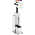 Relaxdays serviteur wc, porte - papier, balai toilette et porte - brosse, rangement, hlp : 69 x 26 x ...