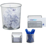 Set 4 fournitures bureau mtal organiseur trieur  courrier bloc - notes pot  crayon corbeille papier, ...