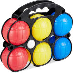 Relaxdays ? set de 6 boules de p�tanque enfant ? plastique color� avec cochonnet et �tui de transport ...
