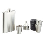 Relaxdays set flasque en inox 7 pices avec flasque 200 ml entonnoir et verre doseur festival camping, ...