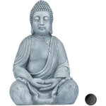 Statue de buddha figurine de bouddha d�coration jardin sculpture c�ramique zen 50 cm, gris clair - relaxdays ...