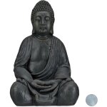 Statue de buddha figurine de bouddha d�coration jardin sculpture c�ramique zen 50 cm, gris fonc� - relaxdays ...
