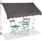 Relaxdays - store balcon, manivelle, hauteur rglable, rsistant uv, polyester, acier, embouts, 250 x ...