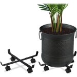 Support roulant plantes, jeu de 2, rond, intrieur et extrieur, freins, plateau roulant pots de fleurs, ...