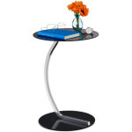 Relaxdays - table d'appoint, ronde, pour salon, design moderne, verre et mtal, hxd la desserte noire, ...