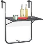 Relaxdays table balcon suspendue, pliante, r�glable en hauteur 3 niveaux, aspect rotin, r�sistante, 59, ...
