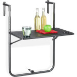 Table balcon suspendue, rabattable, réglable en hauteur sur 3 niveaux, aspect bois, lxp 59, 5 x 36 cm, ... Table balcon suspendue, rabattable, réglable en hauteur sur 3 niveaux, aspect bois, lxp 59, 5 x 36 cm, ...