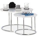Relaxdays table gigogne set de 2 table de salon petite ronde mate, table basse bois et métal chromé 60x60 ... Relaxdays table gigogne set de 2 table de salon petite ronde mate, table basse bois et métal chromé 60x60 ...