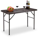Table de jardin, effet bois, table pliable rectangulaire, en plastique, mtallique, balcon hxlxp 74 x ...