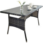 Relaxdays table de jardin hxlxp 70x100x60 cm, r�sistante aux intemp�ries, polyrattan, plateau verre, ...