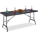 Relaxdays - table de jardin pliable bastian optique rotin grande table pliante poign�es camping pique ...
