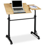 Relaxdays - table ordinateur portable hauteur rglable hxlxp : 110 x 100 x 50 cm roues bout de canap ...