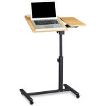 Relaxdays - table ordinateur portable hauteur rglable xl 95 x 60 x 40 cm bois support avec 4 roulettes ...
