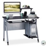 Relaxdays table d?ordinateur en verre, coulissant pour clavier et place pour ordinateur hlp: 98x105 x55 ...