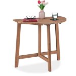 Relaxdays - table pliante, demi - lune, hxlxp: 74x80x50 cm, balcon, jardin & terrasse, bois, extrieur, ...