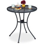 Relaxdays - table ronde de jardin, avec trou pour parasol, r�sistant aux intemp�ries, acier, hxd 72 x ...