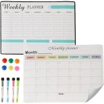 Relaxdays tableau blanc magn�tique pour r�frig�rateur, agenda hebdomadaire et mensuel, effa�able, 4 stylos, ...