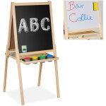 Relaxdays - tableau enfant 2 en 1,  craie et magntique, hauteur rglable, avec accessoires, chevalet ...