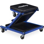 Tabouret d'atelier 2 en 1, chariot de m�canicien, pliable, roues pivotantes � 360�, garage, acier, noir ...