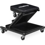 Tabouret d'atelier 2 en 1, chariot de m�canicien, pliable, roues pivotantes � 360�, si�ge garage, acier, ...